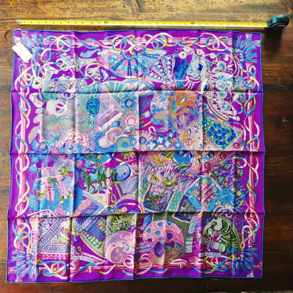 AUTHENTIC AND RARE Hermès scarf violet & rose